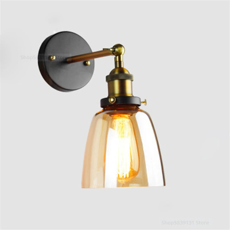 applique murale industrielle vintage style loft en fer et verre