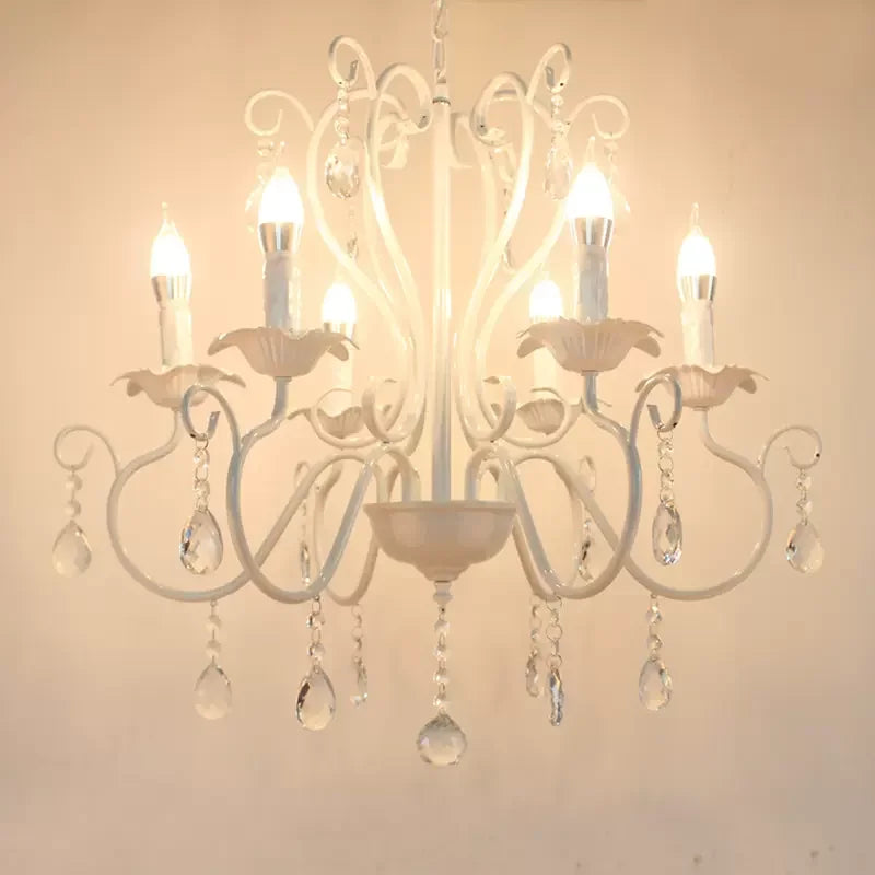 lampe à bougie en fer et cristal de luxe pour décoration intérieure - vue 4 sur 12