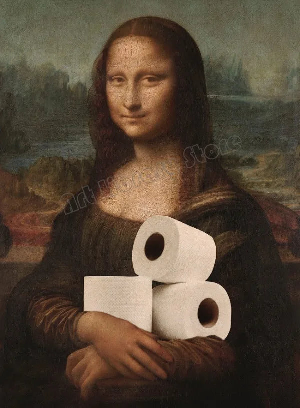 vintage toilet sign portrait of the mona lisa fun decor