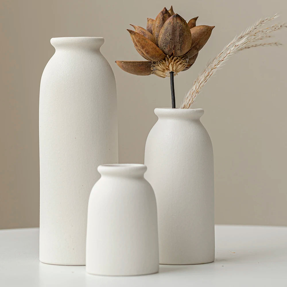 Ceramic Vase,Small Vases for Decor,Set 3 Modern Boho Vases for Flower Pampas,Fit for Living Room Desk Shelf Decor - vue 10 sur 10