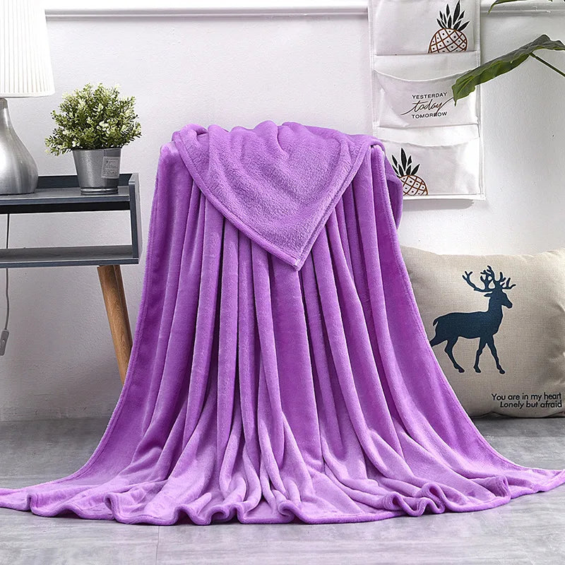 Plaid flanelle polaire corail doux chaud canapé lit - vue 11 sur 14