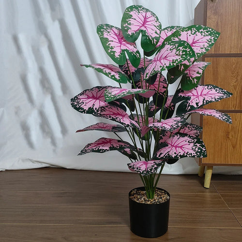 plantes artificielles à feuilles roses pour décoration intérieure et fêtes