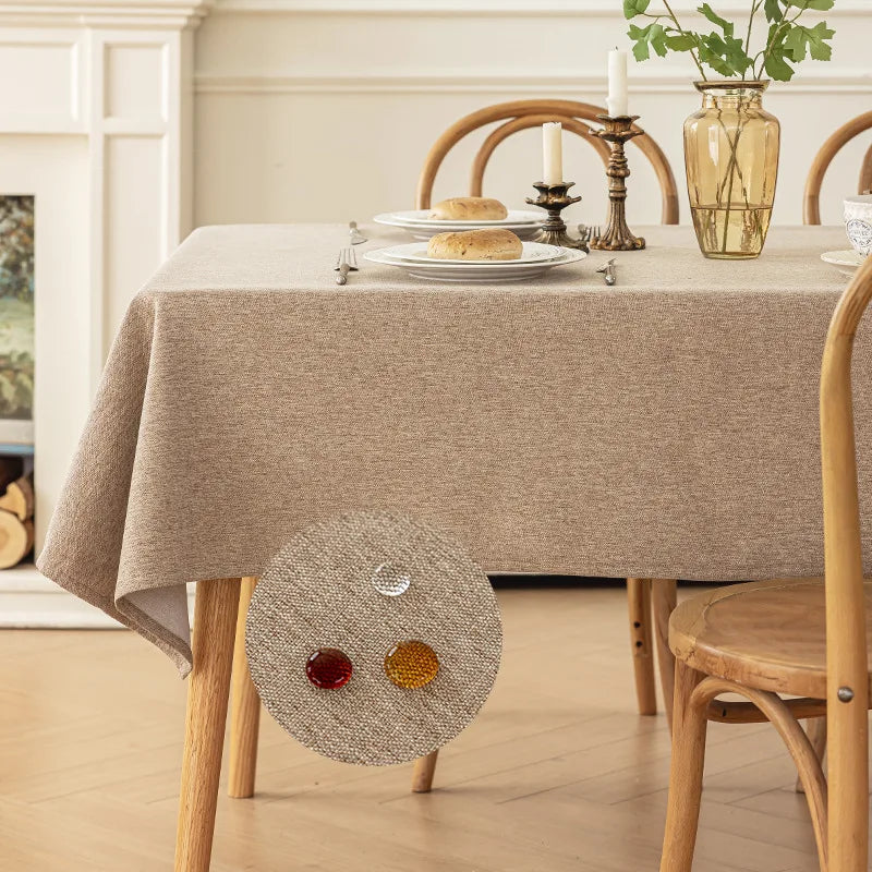 Nappe coton lin imperméable style naturel table repas