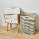 56*40*27CM Japanese Cotton Linen Dirty Clothes Basket, Folding Portable Fabric Laundry Basket，Bathroom Waterproof Storage Basket
