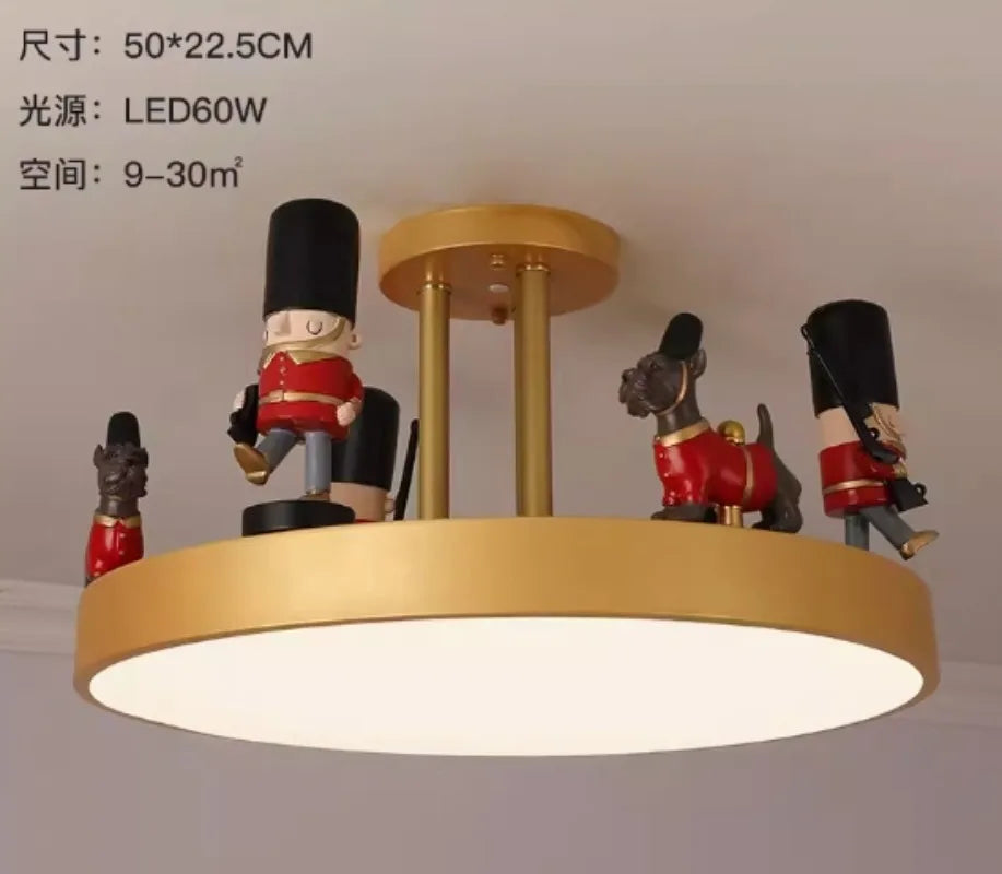 Creative American soldier ceiling light for children, nordic minimalist lighting - vue 6 sur 7
