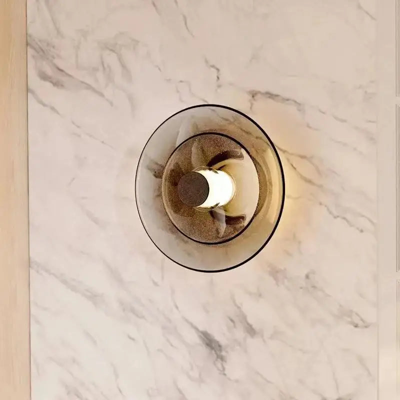 Applique murale led verre ambre noir doré - vue 4 sur 7
