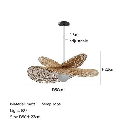 Wabi sabi style pendant light, rattan woven light, dining room home decoration, bedroom living room pendant light - vue 10 sur 15