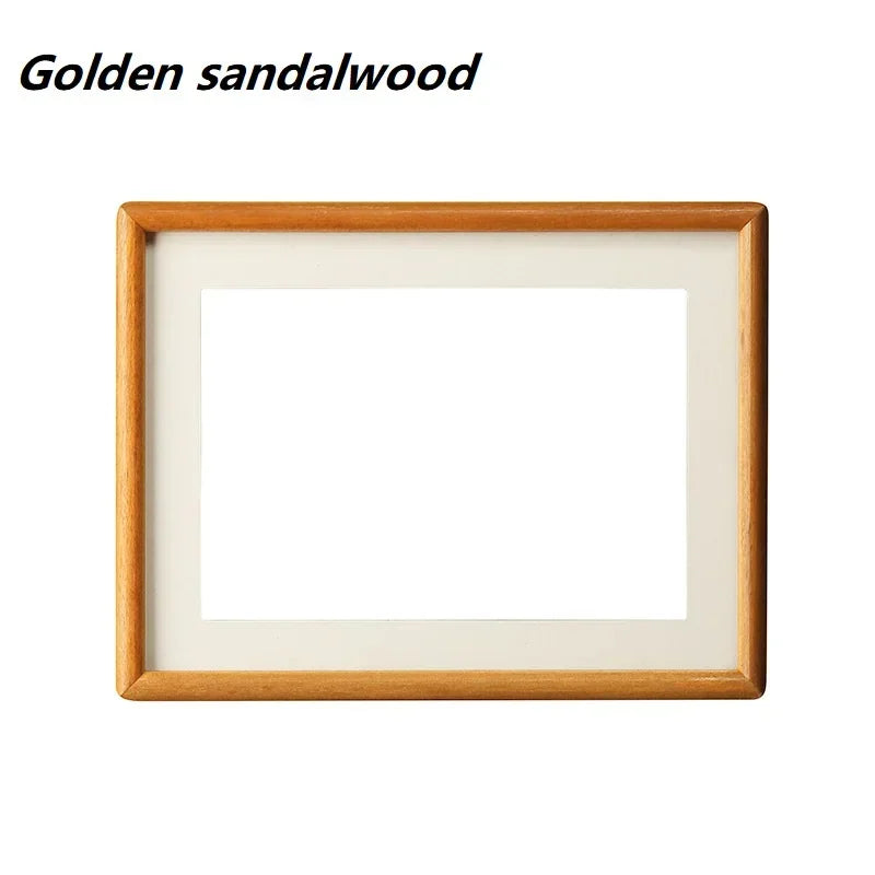 Solid Wood Round Corner Picture Frame, Walnut and Golden Sandalwood, Minimalist Design, Tabletop, Home Decor - vue 8 sur 17