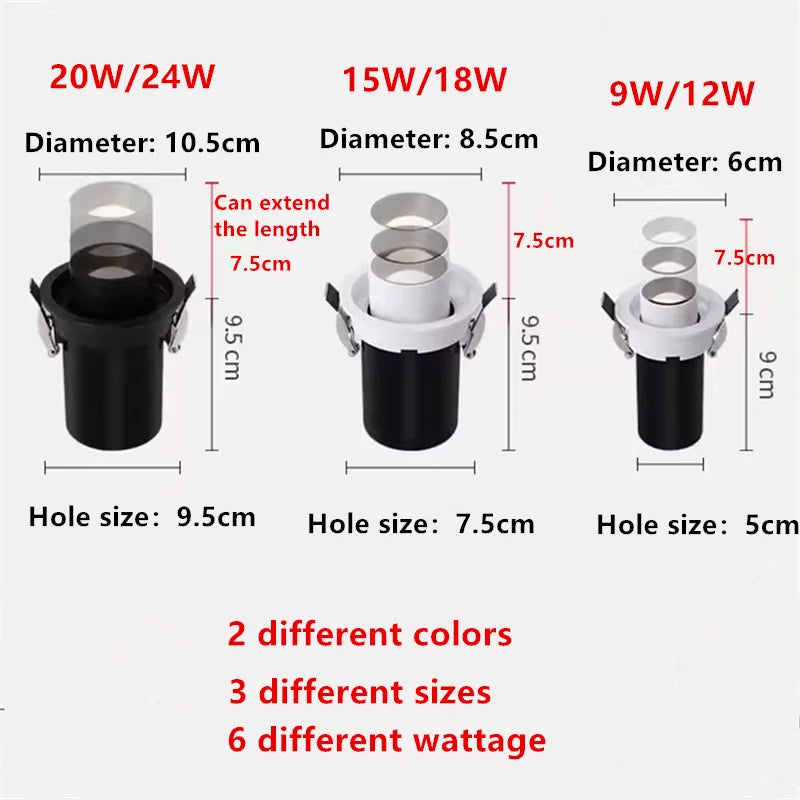 spot led rotatif encastrable en aluminium design moderne avec puce epistar - vue 5 sur 5