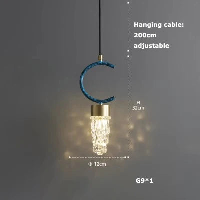 suspension en verre cristal art déco avec éclairage led - vue 14 sur 25