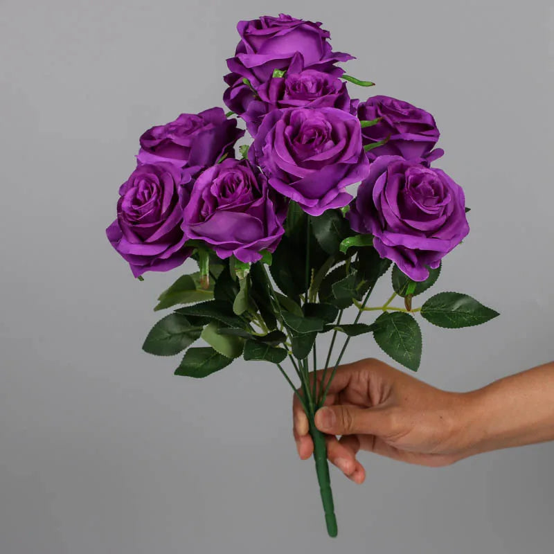 bouquet de roses artificielles en soie pour décoration intérieure - vue 5 sur 15