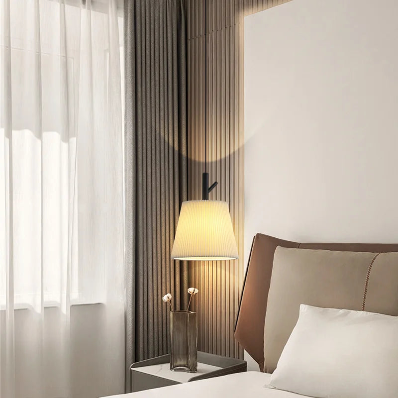 lustre en tissu plissé pour décoration intérieure moderne - vue 4 sur 8