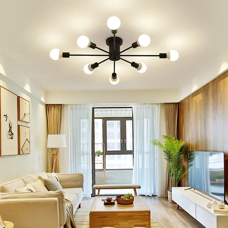 Moderne Créatif LED Plafonnier Lustre Spoutnik Lumière Semi-intégré Nordique Décor À La Maison Luminaires pour Chambre Salon - vue 8 sur 14