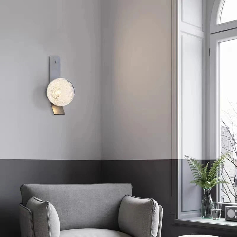 applique murale minimaliste en métal pour escaliers allée boule de verre