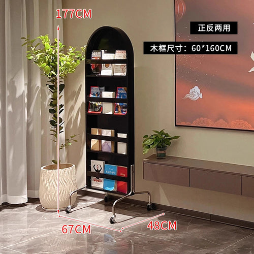 Adjustable solid wood full body mirror, magazine bookshelf mirror, floor standing retro with wheel fitting mirror - vue 7 sur 18