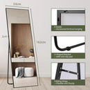 Full Length Mirror 162x53cm Full Body Mirror Rectangle Free Standing Wall Mounted Leaning Hanging Floor Mirrors, Black/Gold