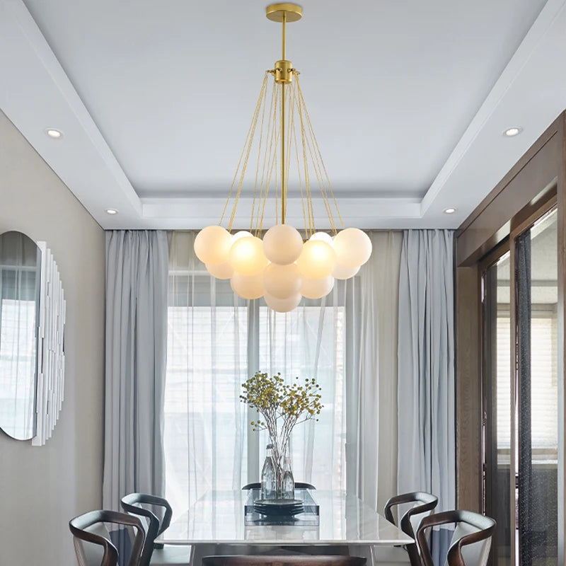 lustre boule de verre moderne led suspension nordique suspendu - vue 6 sur 10
