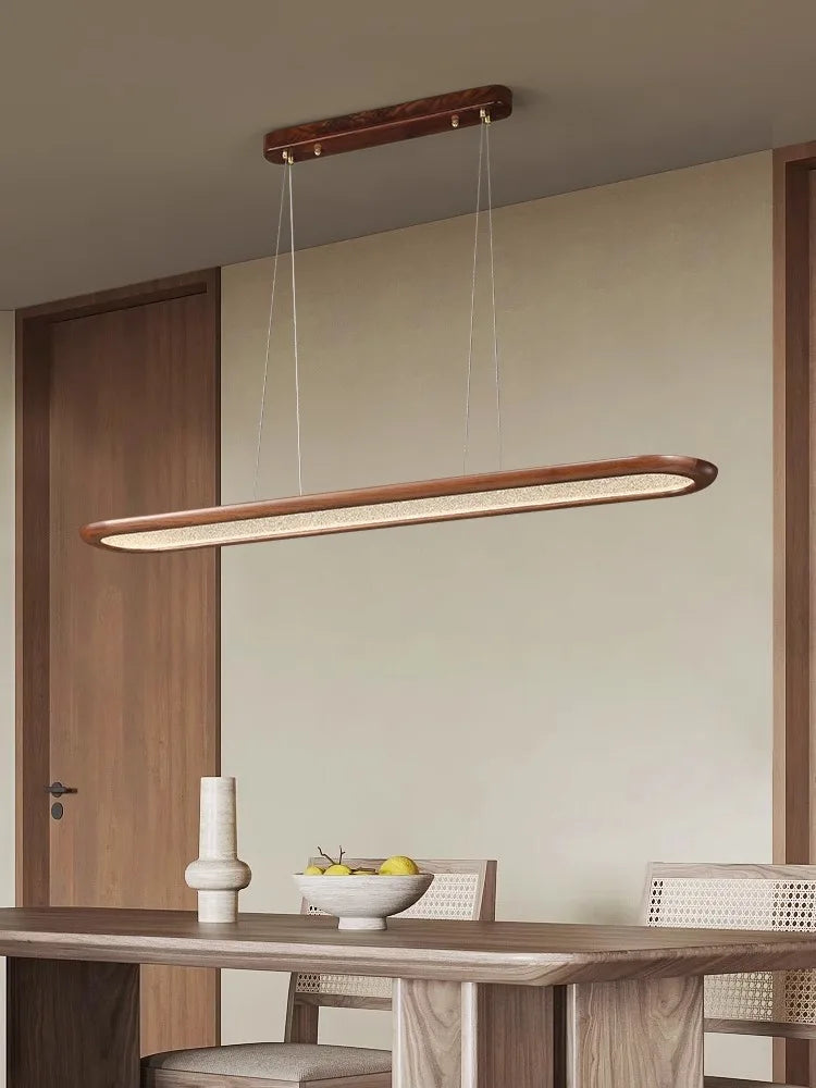 suspension moderne en noyer pour bar avec led décorative - vue 5 sur 9