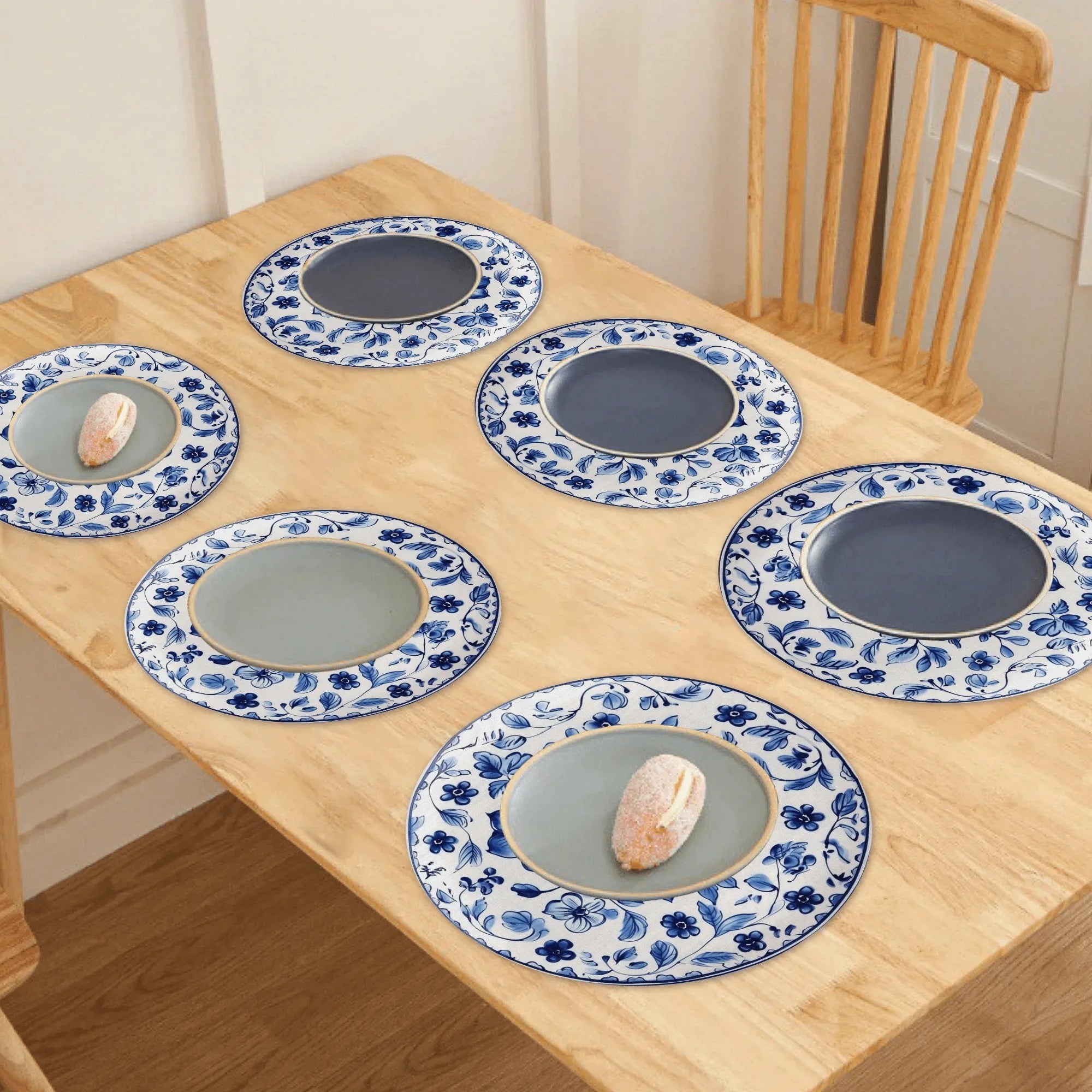 set de table fleurs champêtre bord ondulé vague - vue 4 sur 6