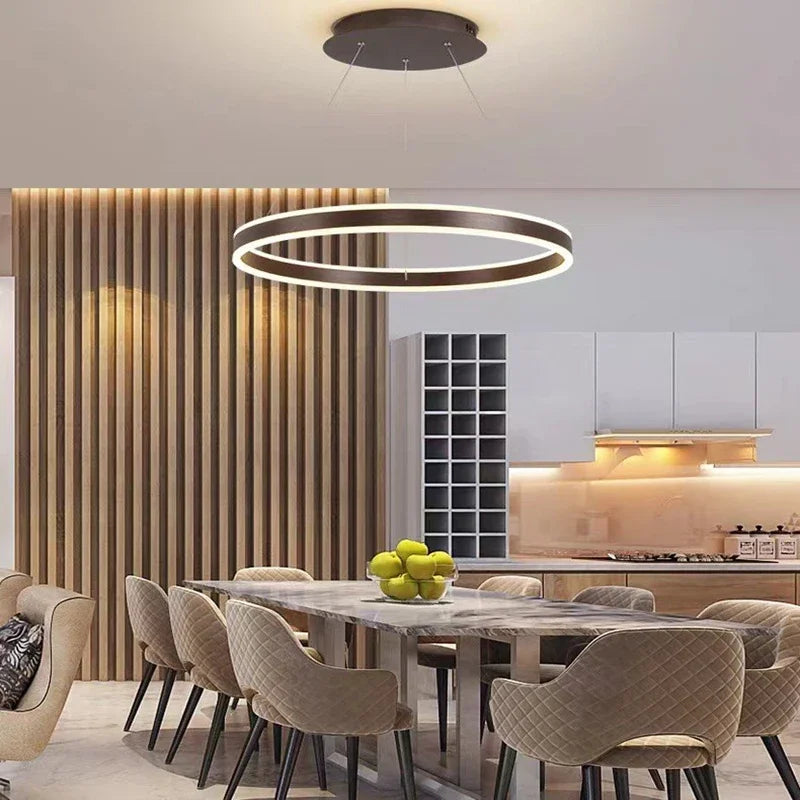 lustre led moderne luminescence haut bas lampes suspendues décor luminaire - vue 5 sur 10