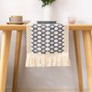 Chemin de table aspect lin motif carreaux decoratif