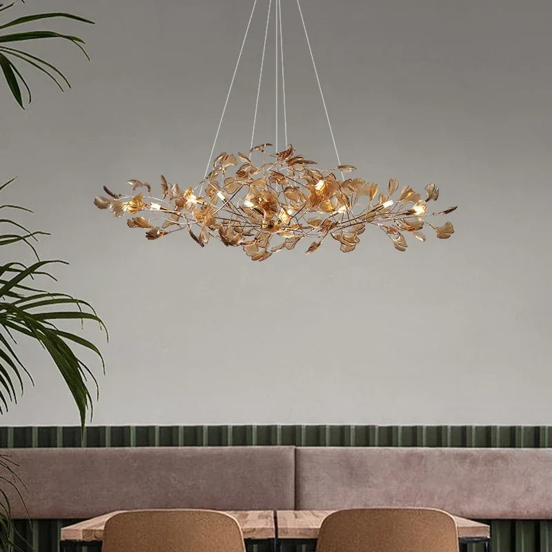 lustre romantique nordique artpad avec feuilles en acrylique pour la maison - vue 5 sur 21