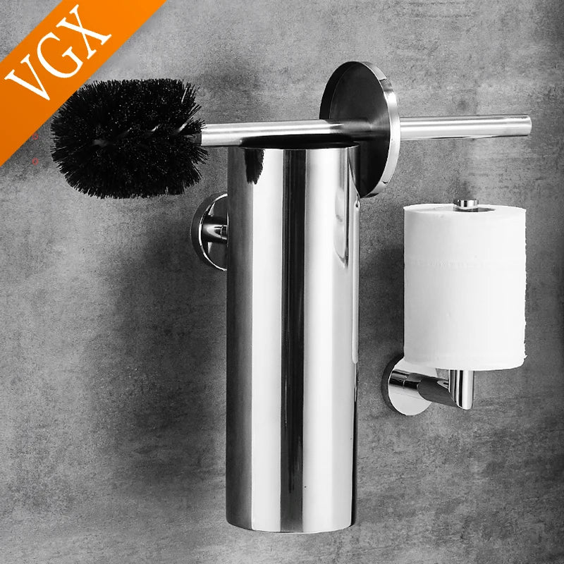 support mural porte-brosse de toilette en acier inoxydable brossé - vue 7 sur 7