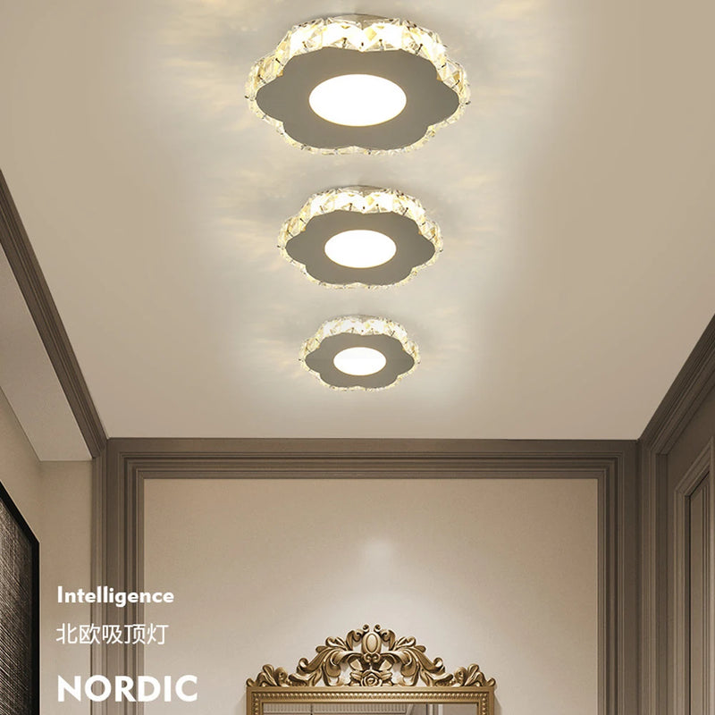 lustre cristal led moderne maison couloir balcon
