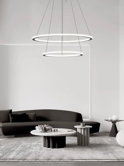 minimalist circular ring chandelier with dimmable light - vue 3 sur 10