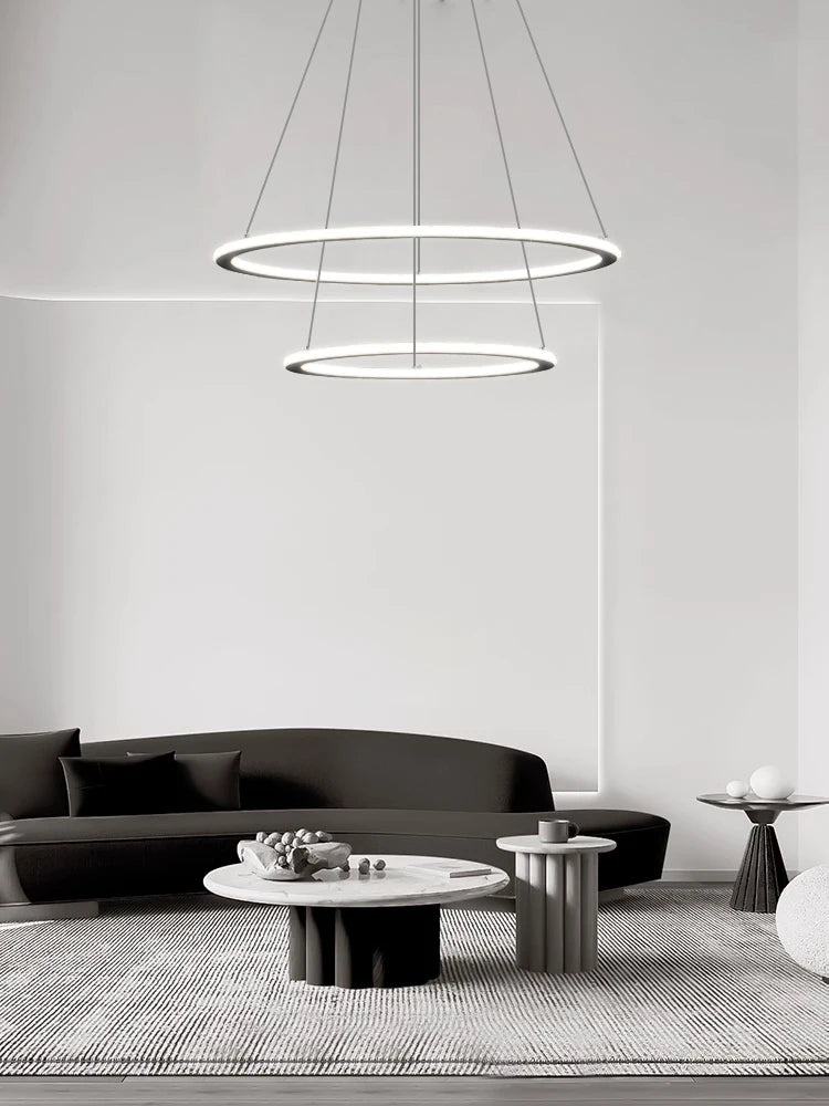 minimalist circular ring chandelier with dimmable light - vue 3 sur 10