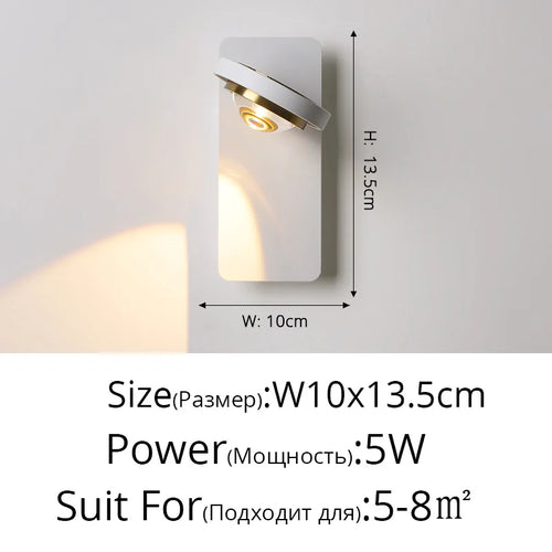 Rotatif 	 moderne applique murale LED lampes noir blanc salon TV fond applique allée lumières projecteur éclairage intérieur décor à la maison - vue 16 sur 16