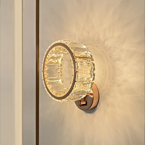 applique murale led ronde moderne en cristal de luxe