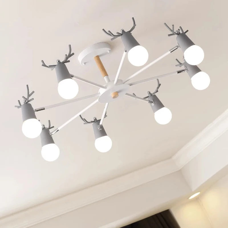 lustre en bois led nordique pour enfants style macaron - vue 7 sur 12