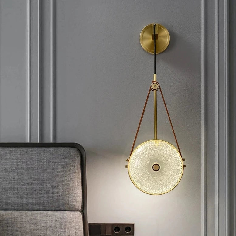 Applique murale design luxe cuivre verre post-moderne cuir