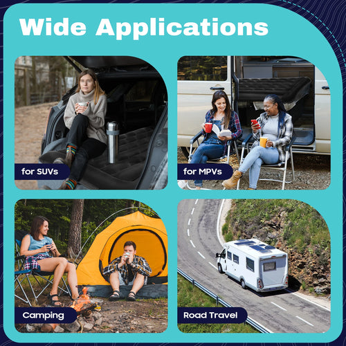 Car Mattress, SUV Car Air Mattresses, Movable, Thicker Air Bed for Travel, Camping, Outdoor Activities, Removable Inflatable Bed - vue 6 sur 7