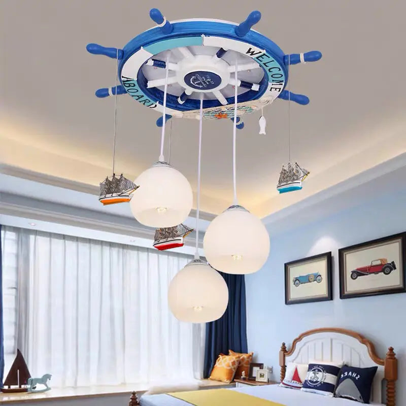 lustre méditerranéen gouvernail avec rétro-éclairage rgb pour enfants - vue 5 sur 9