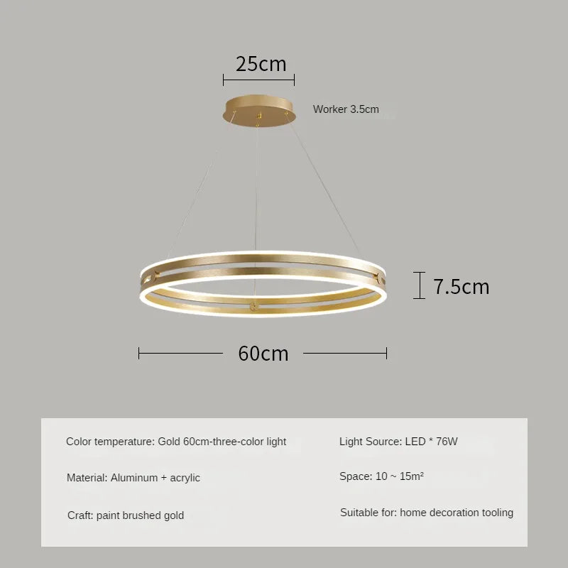 Modern circular chandelier for creative and minimalist interior decor - vue 10 sur 15
