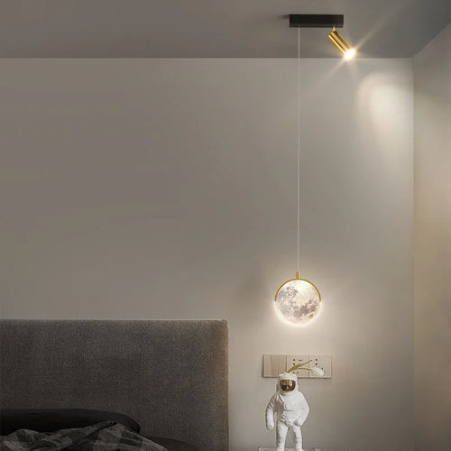 Modern nordic minimalist LED moon pendant light for home decor - vue 6 sur 13