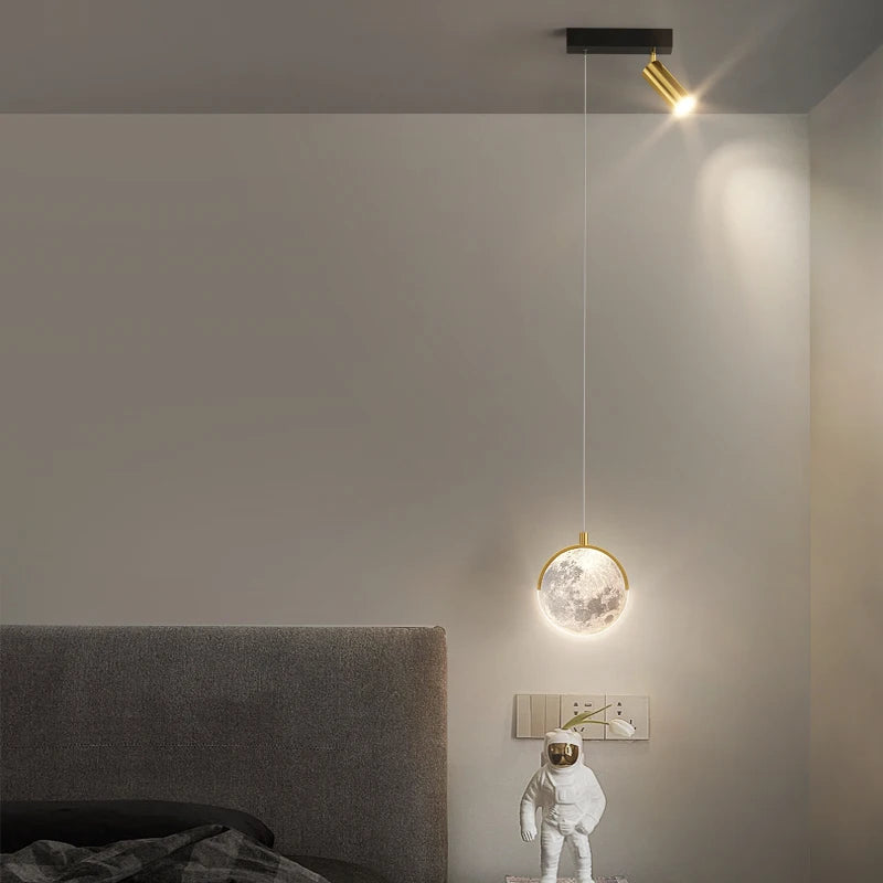 Modern nordic minimalist LED moon pendant light for home decor - vue 5 sur 13
