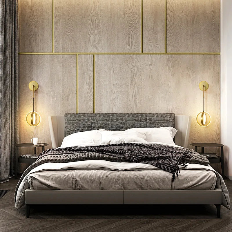applique murale led moderne de luxe avec anneau doré décoratif d'intérieur
