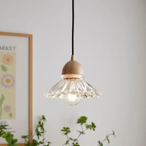 lustre nordique moderne en bois et verre led japonais