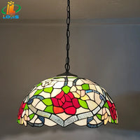 lustre en verre fleuri style tiffany décoration nordique rétro
