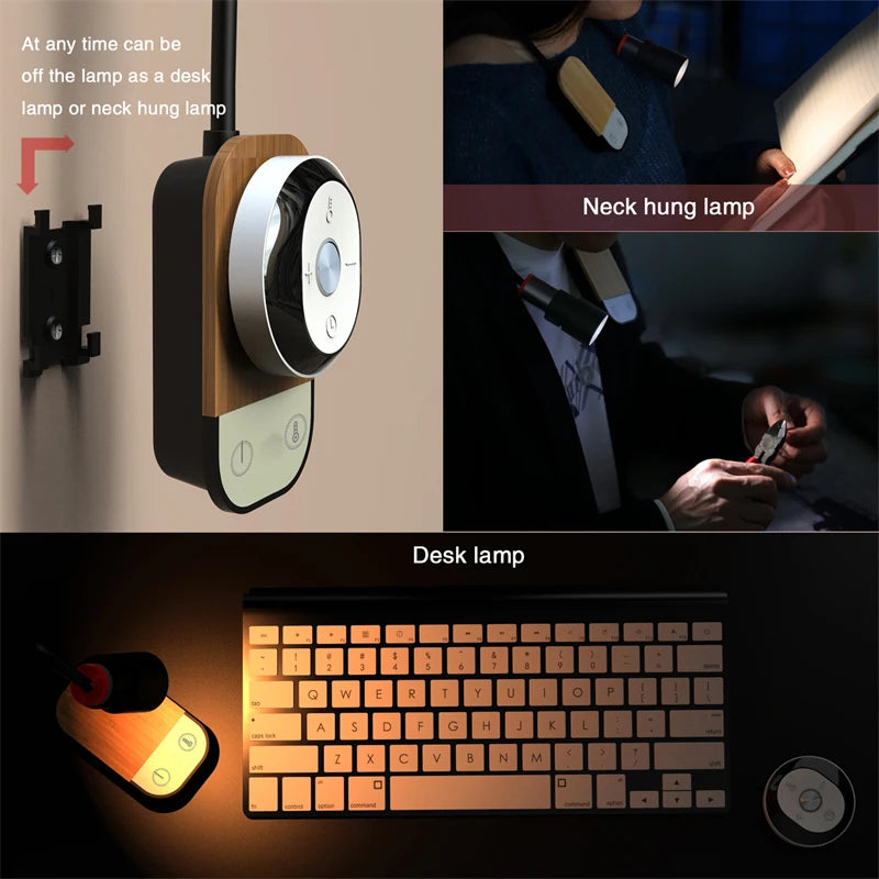 lampe de chevet led moderne nordique rechargeable avec télécommande réglable - vue 6 sur 8