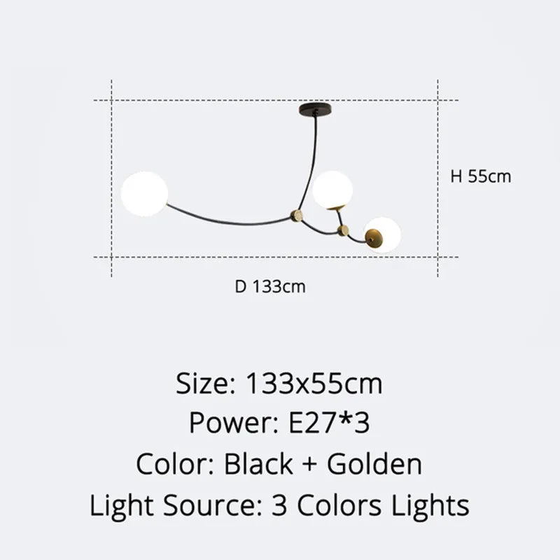 Modern minimalist nordic molecular design chandelier - vue 10 sur 12