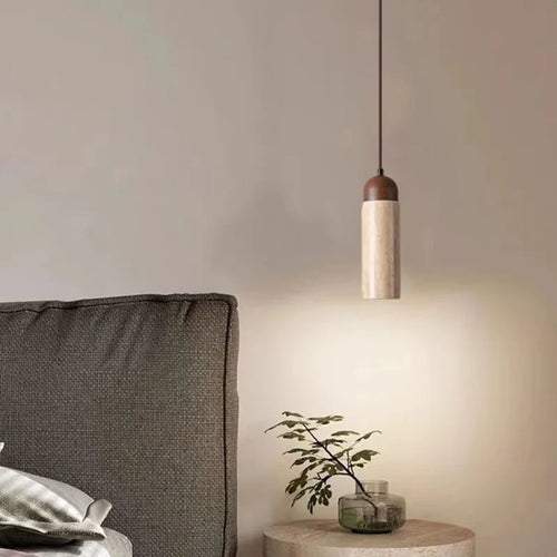 suspension en bois et pierre naturelle pour café