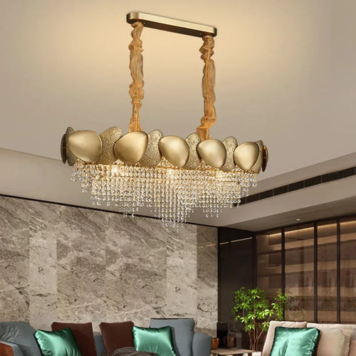 lustre moderne en cristal avec pampilles et led