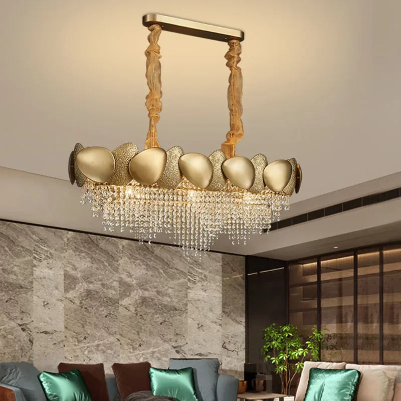 lustre moderne en cristal avec pampilles et led - vue 4 sur 16