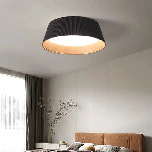 Minimalist pleated wooden pendant light for interior decoration - vue 6 sur 10