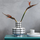 Black and White Striped Ceramic Vase, Flower Pot Decoration, Home and Living Room Decoration, Creative Geometric Striped Vase