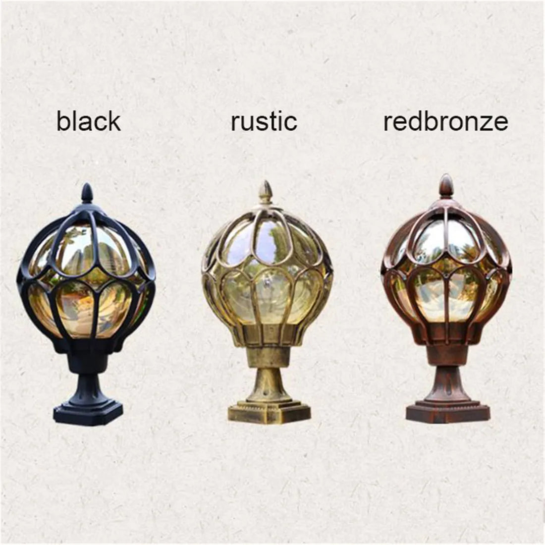 Waterproof Outdoor Pillar Lamp,Vintage Wall Post Light,Retro Garden Landscape Lamp,Villa led Outdoor Garden Lamp Glass Lampshade - vue 5 sur 9